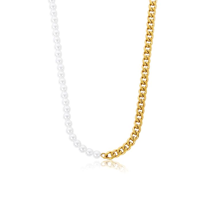 Colar Pearl Cuban Banhado a Ouro 18k COLAR 77 Blueen Store