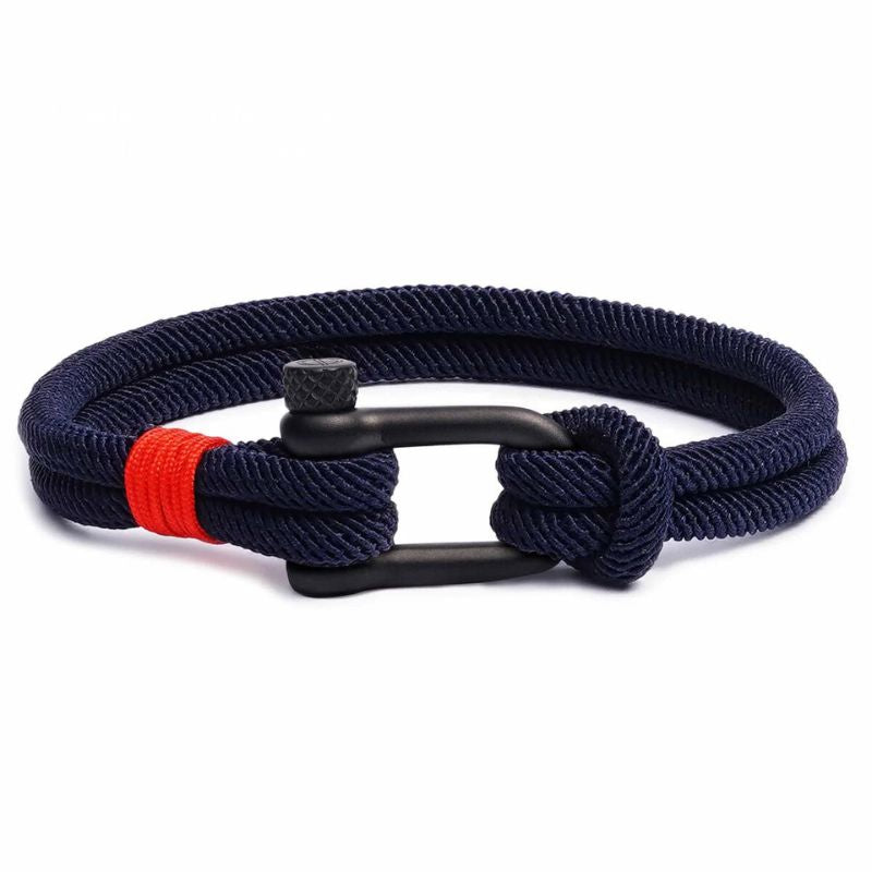 Pulseira de Corda Marine Azul Silver PULSEIRA CORDA 02 Blueen Store Preto 19 cm