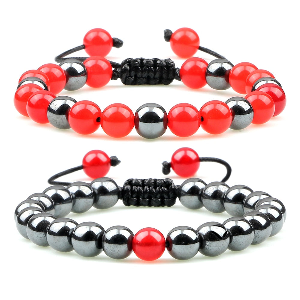 Kit de Pulseiras DUO - Carnelina Vermelha e Hematita 0 Blueen Store