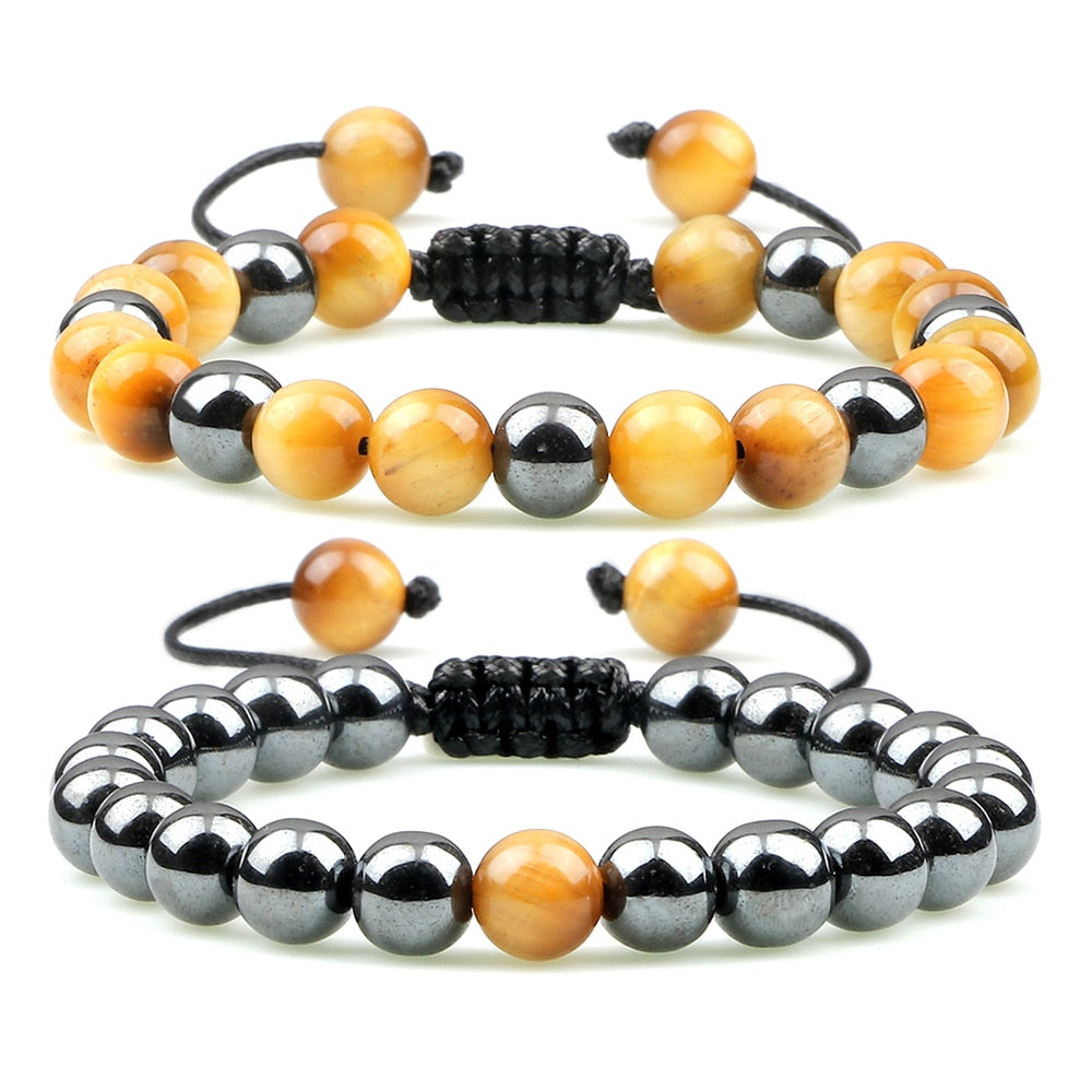 Kit de Pulseiras DUO - Olho de Tigre Amarelo e Hematita 0 Blueen Store