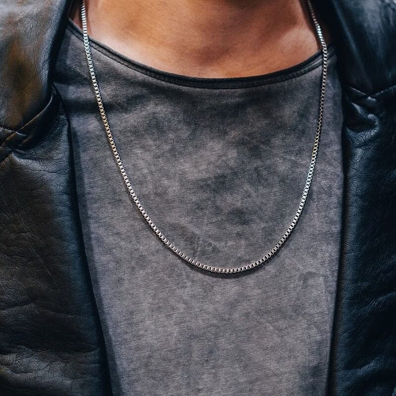 Square Box Link Men Necklace,Stainless Steel Chain Lliks Necklaces,With 21-24 Inches (2.1mm-5mm Wide) 0 Blueen Store