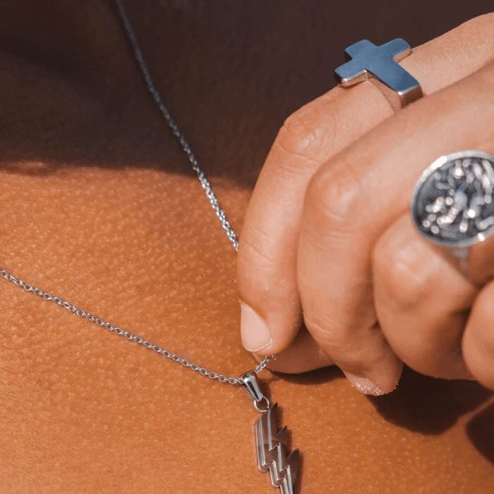 Anel Crucifixo de Aço Prata ANEL 107 Blueen Store 