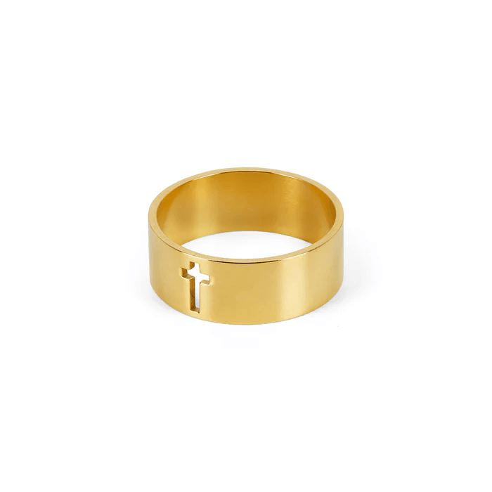 Anel Cruz Banhada a Ouro 18k ANEL 95 Blueen Store Ouro 14/15