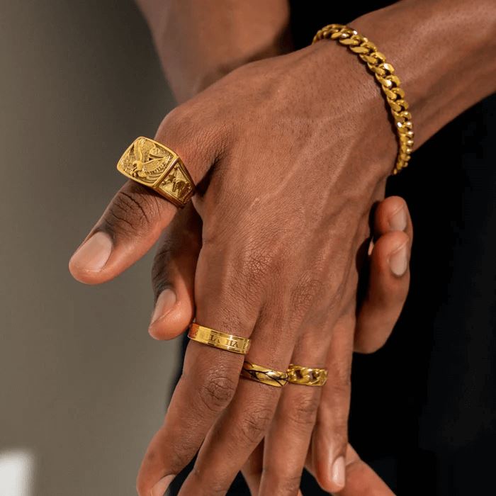 Anel Eagle Banhado a Ouro 18k ANEL 93 Blueen Store 