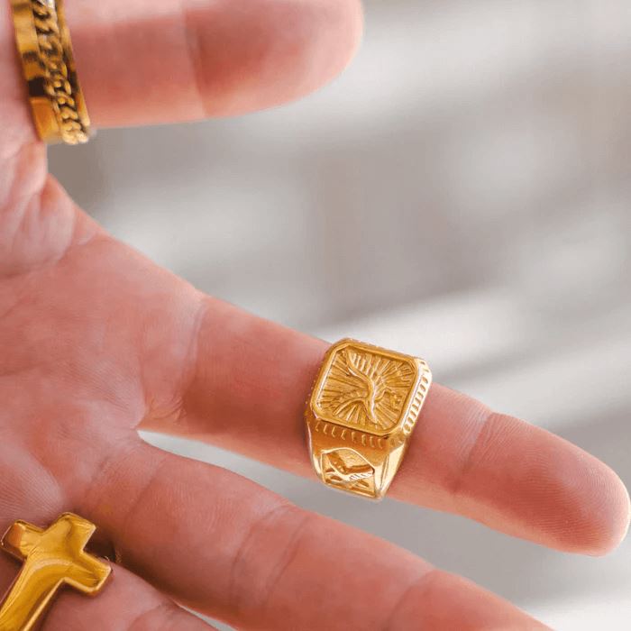 Anel Eagle Banhado a Ouro 18k ANEL 93 Blueen Store 