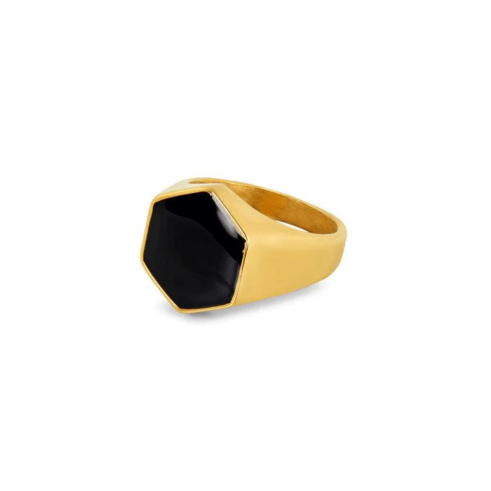 Anel Hex Ônix Banhado a Ouro 18k ANEL 88 Blueen Store 14/15 