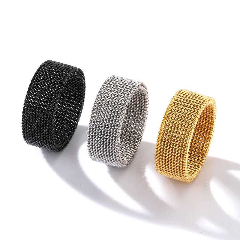 Anel Malha de Aço Maleável Banhado a Ouro 18k ANEL 111 Blueen Store 