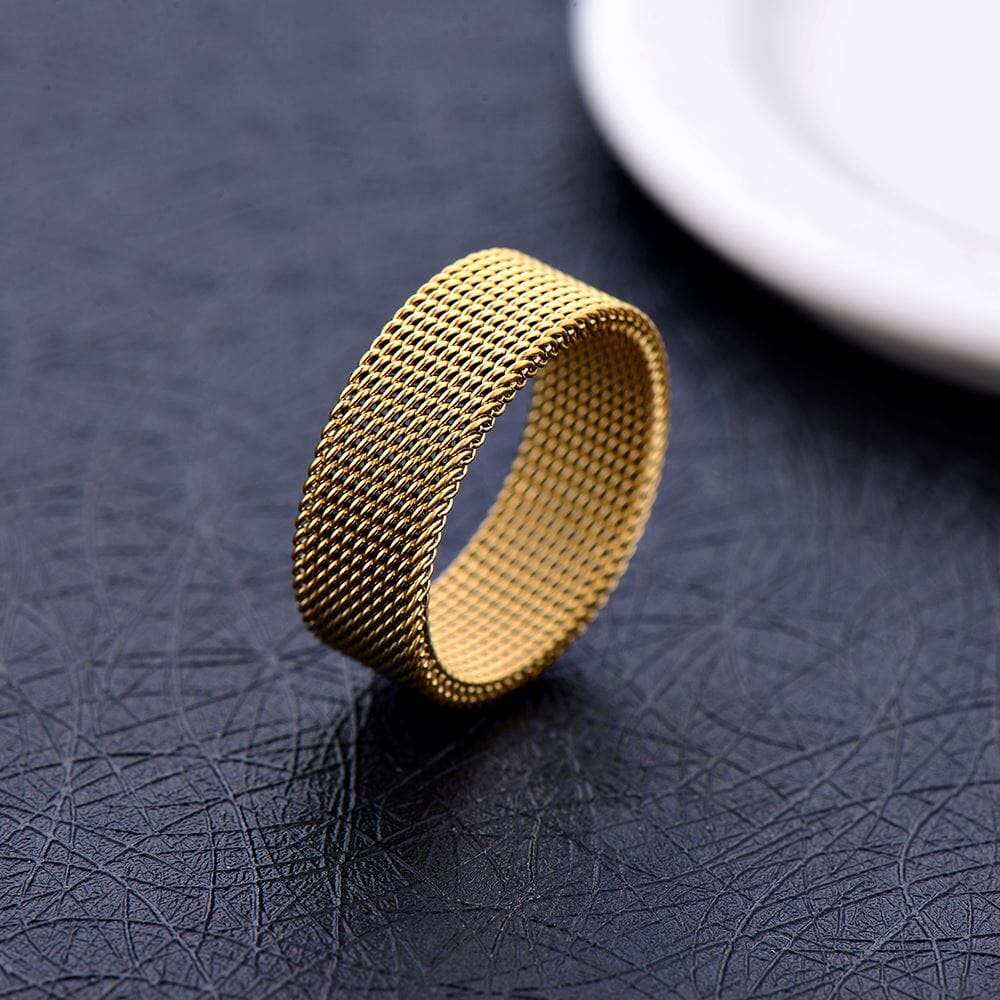 Anel Malha de Aço Maleável Banhado a Ouro 18k ANEL 111 Blueen Store 