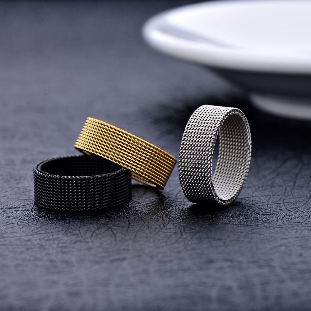 Anel Malha de Aço Maleável Banhado a Ouro 18k ANEL 111 Blueen Store 