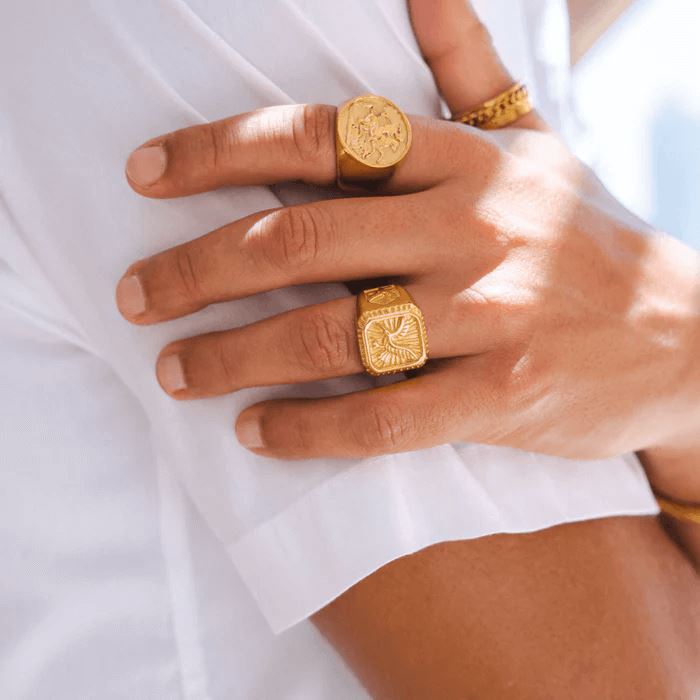 Anel Medalha São Jorge Banhado a Ouro 18k ANEL 91 Blueen Store 