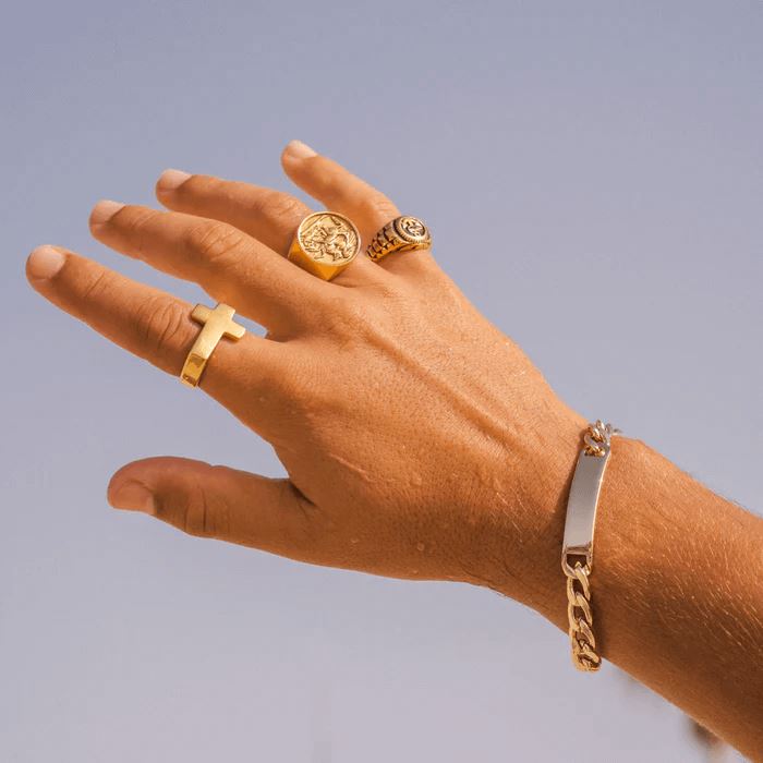 Anel Medalha São Jorge Banhado a Ouro 18k ANEL 91 Blueen Store 
