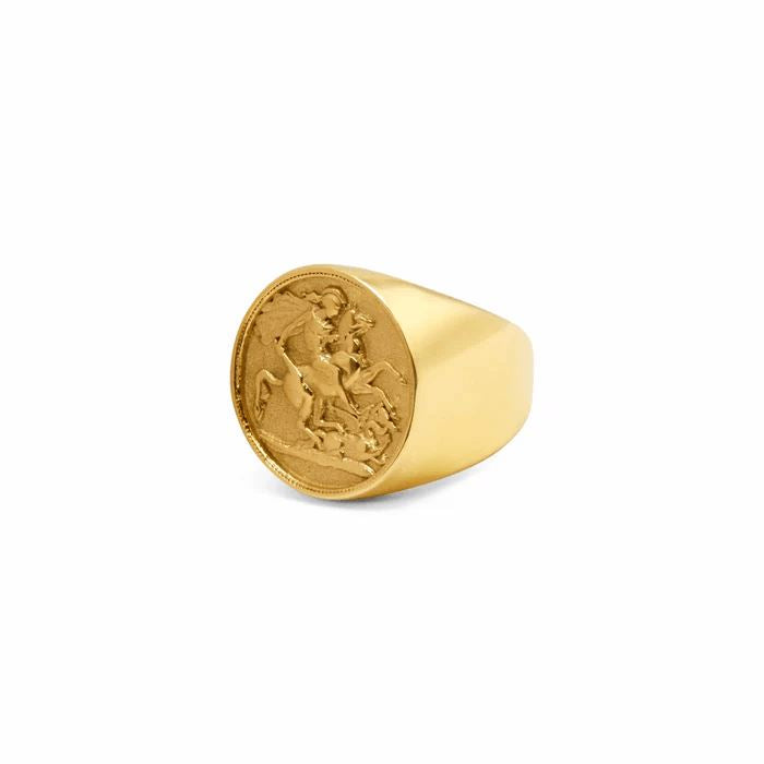 Anel Medalha São Jorge Banhado a Ouro 18k ANEL 91 Blueen Store Banho Ouro 14/15 