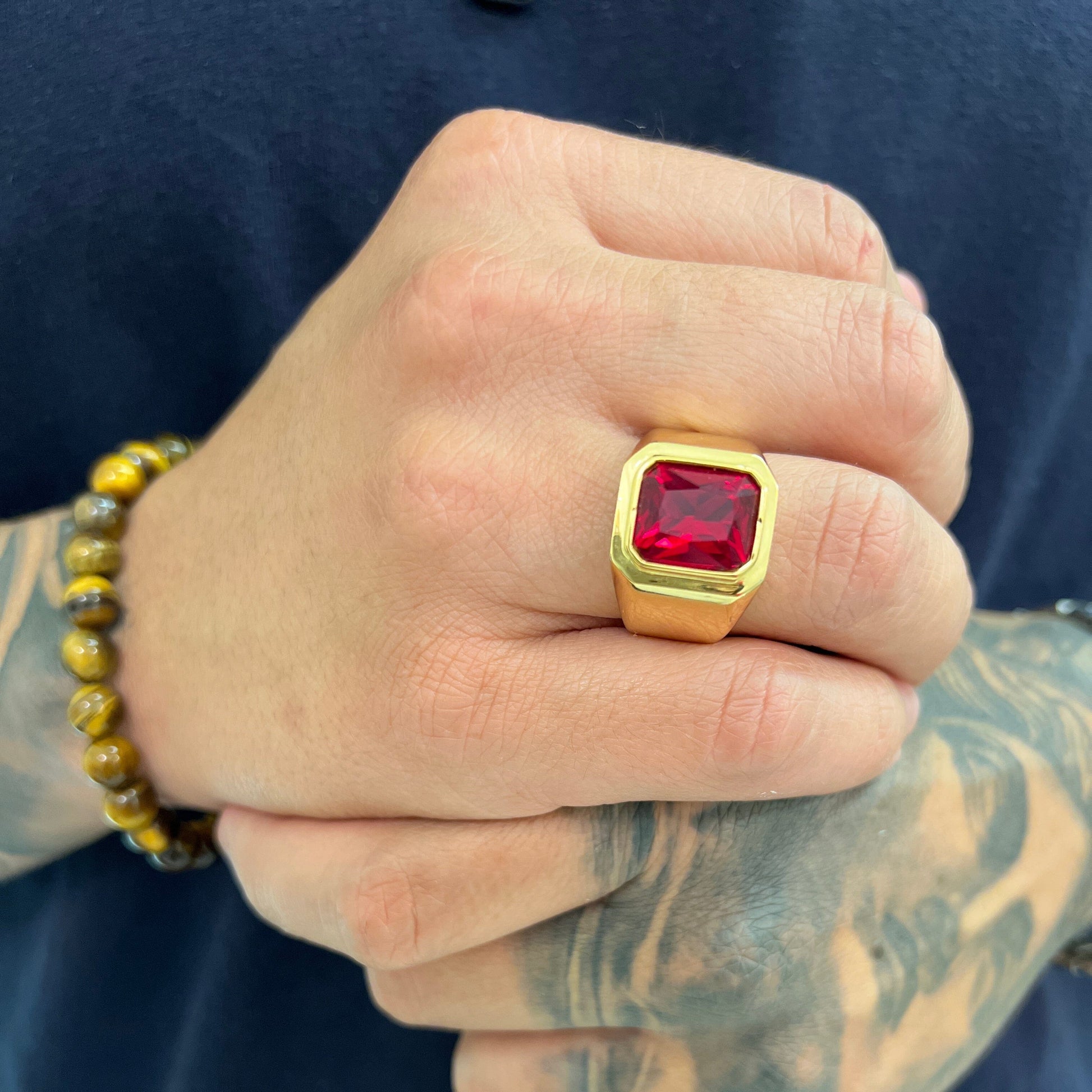 Anel Prince Gold and Red ANEL 50 Blueen Store 