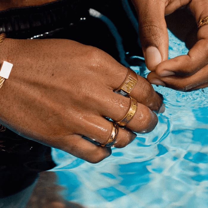 Anel Romano Banhado a Ouro 18k ANEL 55 Blueen Store 