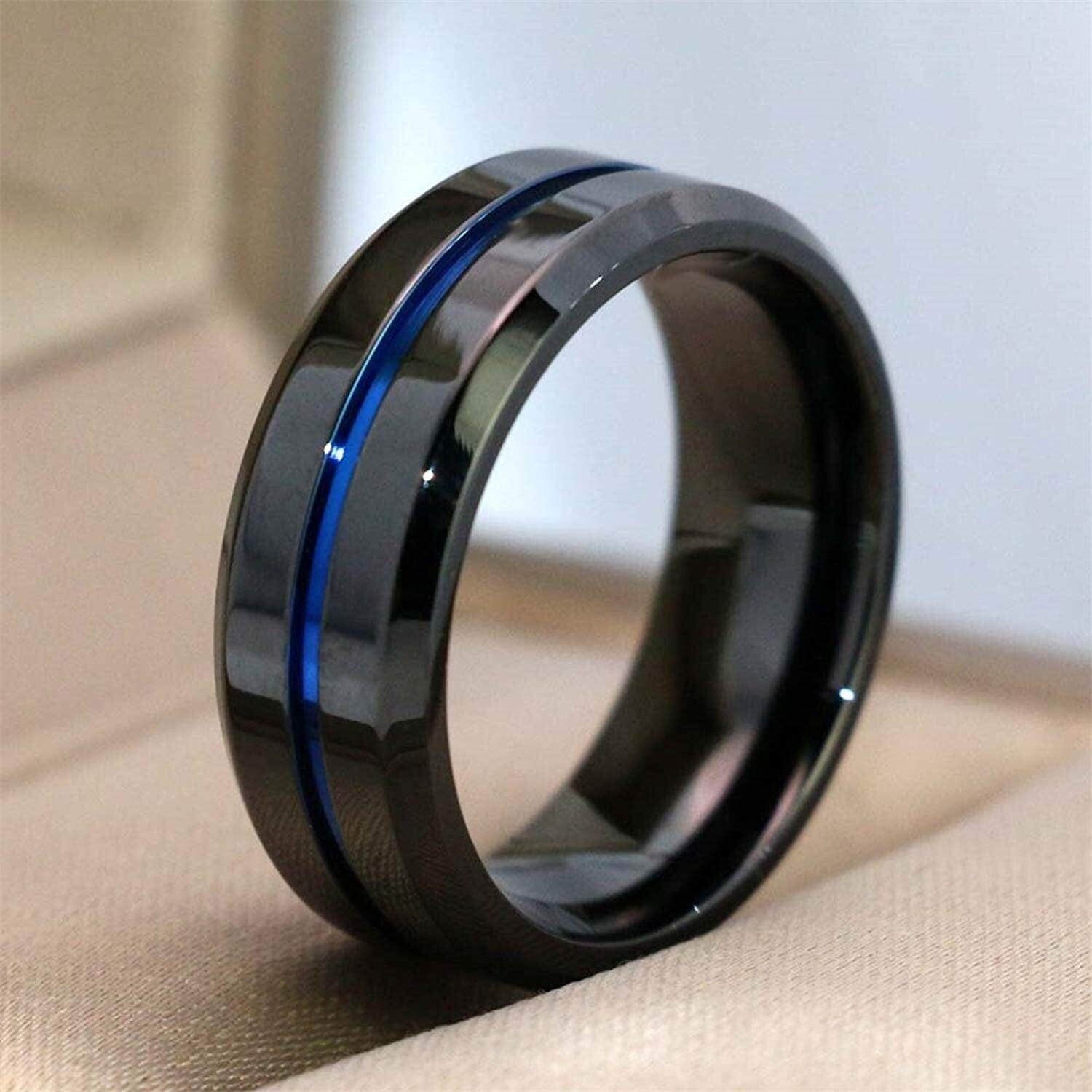 Anel Round Black - Blue Line ANEL 57 Blueen Store 