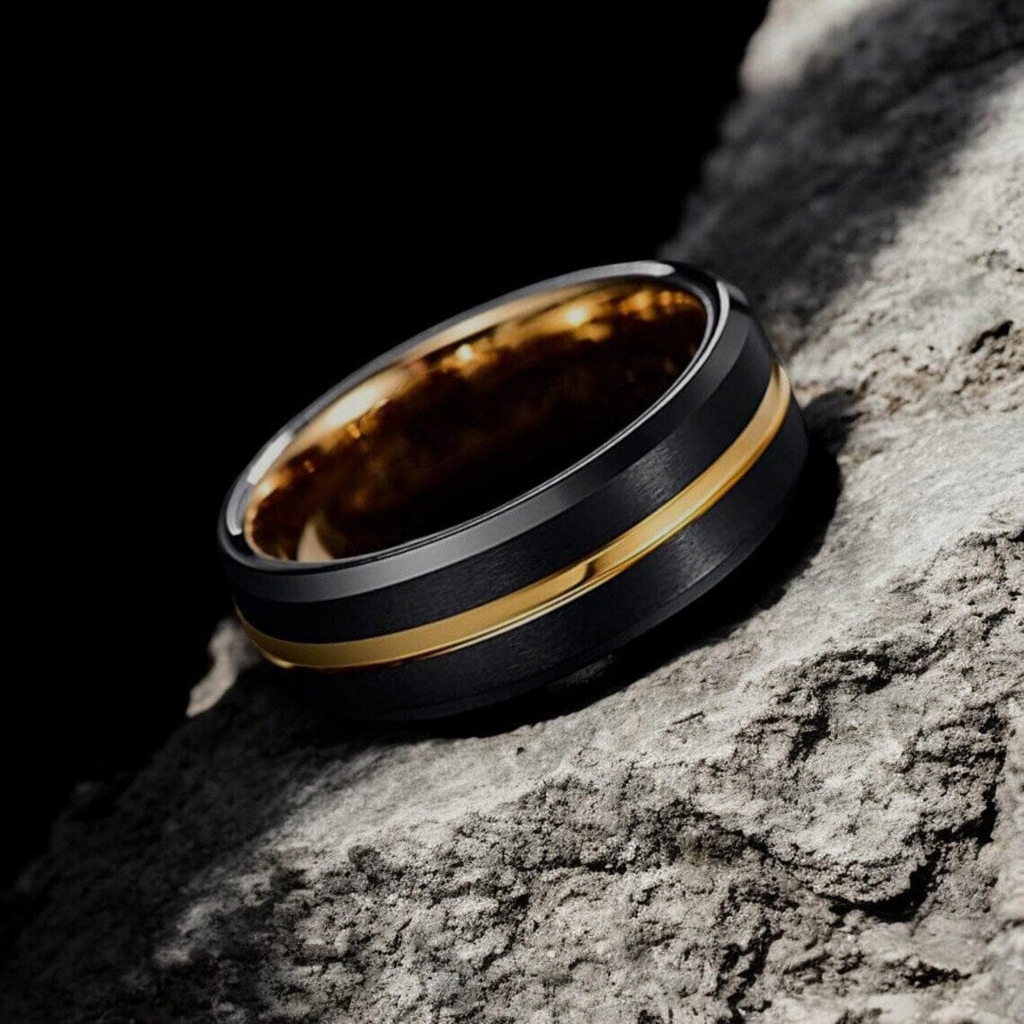 Anel Round Black - Gold Line ANEL 58 Blueen Store 