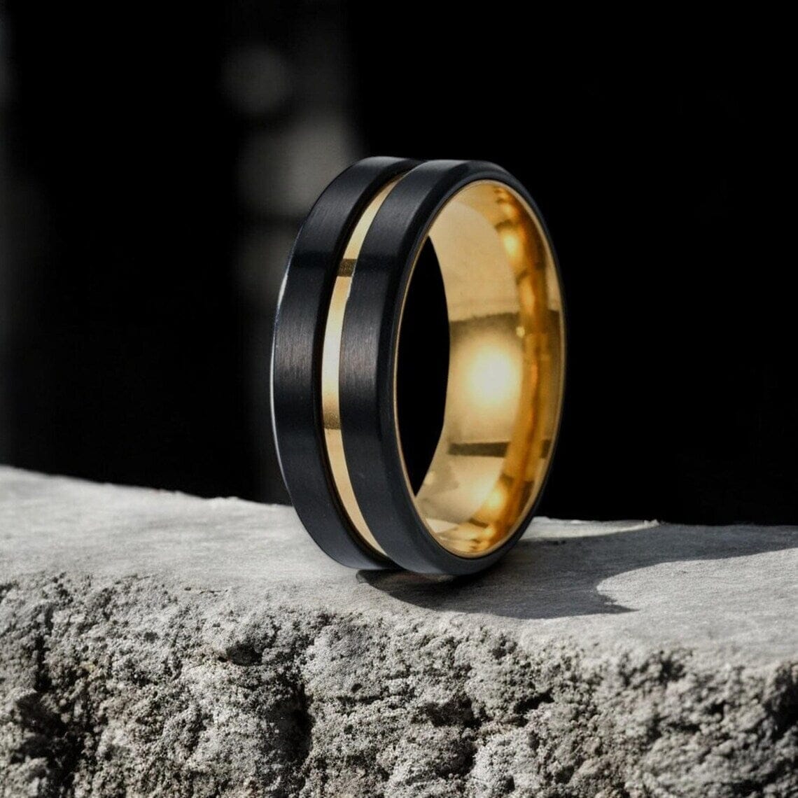 Anel Round Black - Gold Line ANEL 58 Blueen Store 