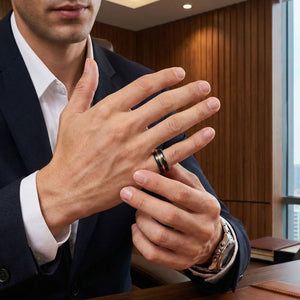 Anel Round Black - Gold Line ANEL 58 Blueen Store 