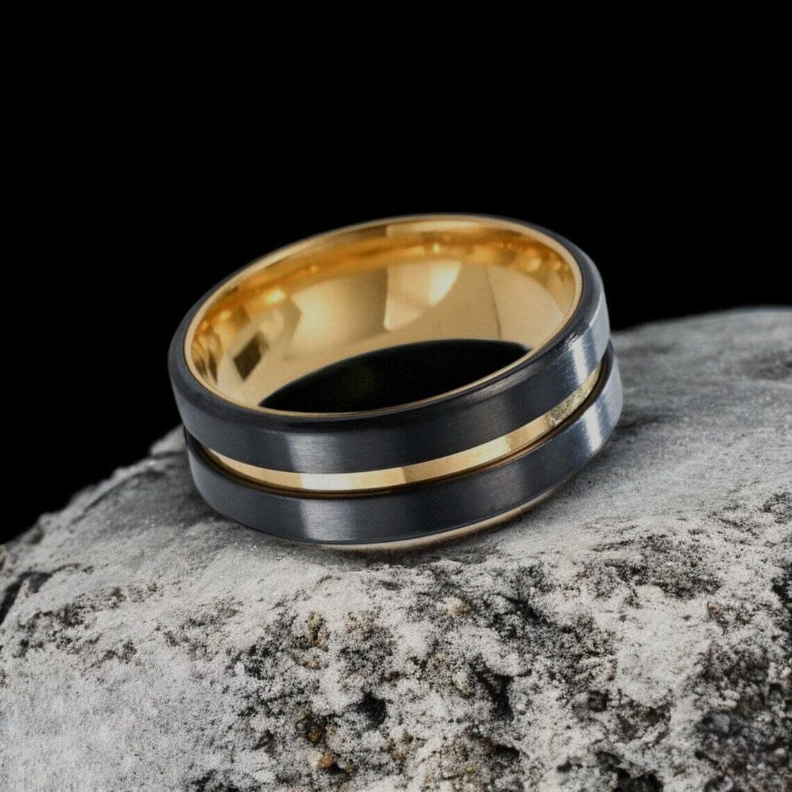 Anel Round Black - Gold Line ANEL 58 Blueen Store 