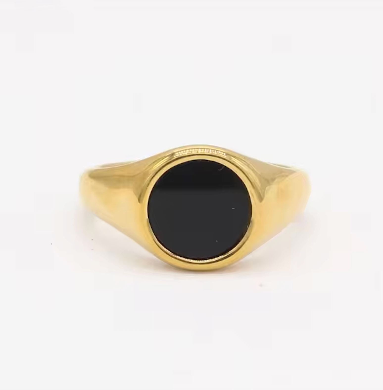 Anel Rounder Ônix Banhado a Ouro 18k ANEL 61 Blueen Store 