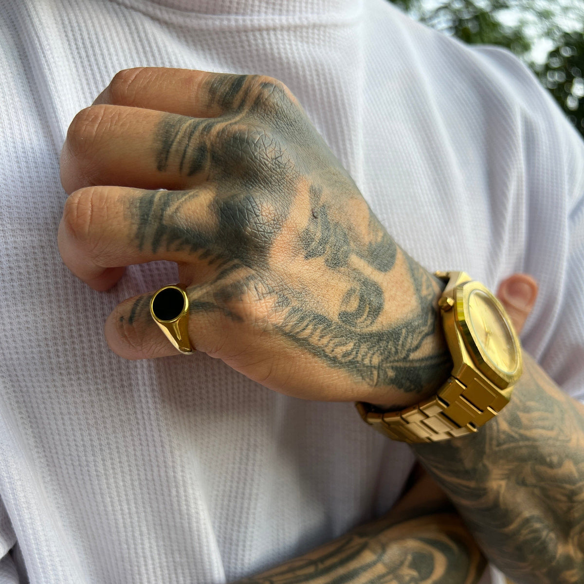 Anel Rounder Ônix Banhado a Ouro 18k ANEL 61 Blueen Store 