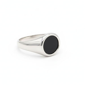 Anel Rounder Ônix de Aço Prata ANEL 62 Blueen Store 