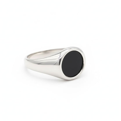 Anel Rounder Ônix de Aço Prata ANEL 62 Blueen Store 