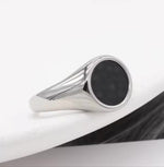 Anel Rounder Ônix de Aço Prata ANEL 62 Blueen Store 