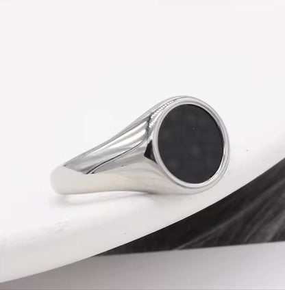 Anel Rounder Ônix de Aço Prata ANEL 62 Blueen Store 