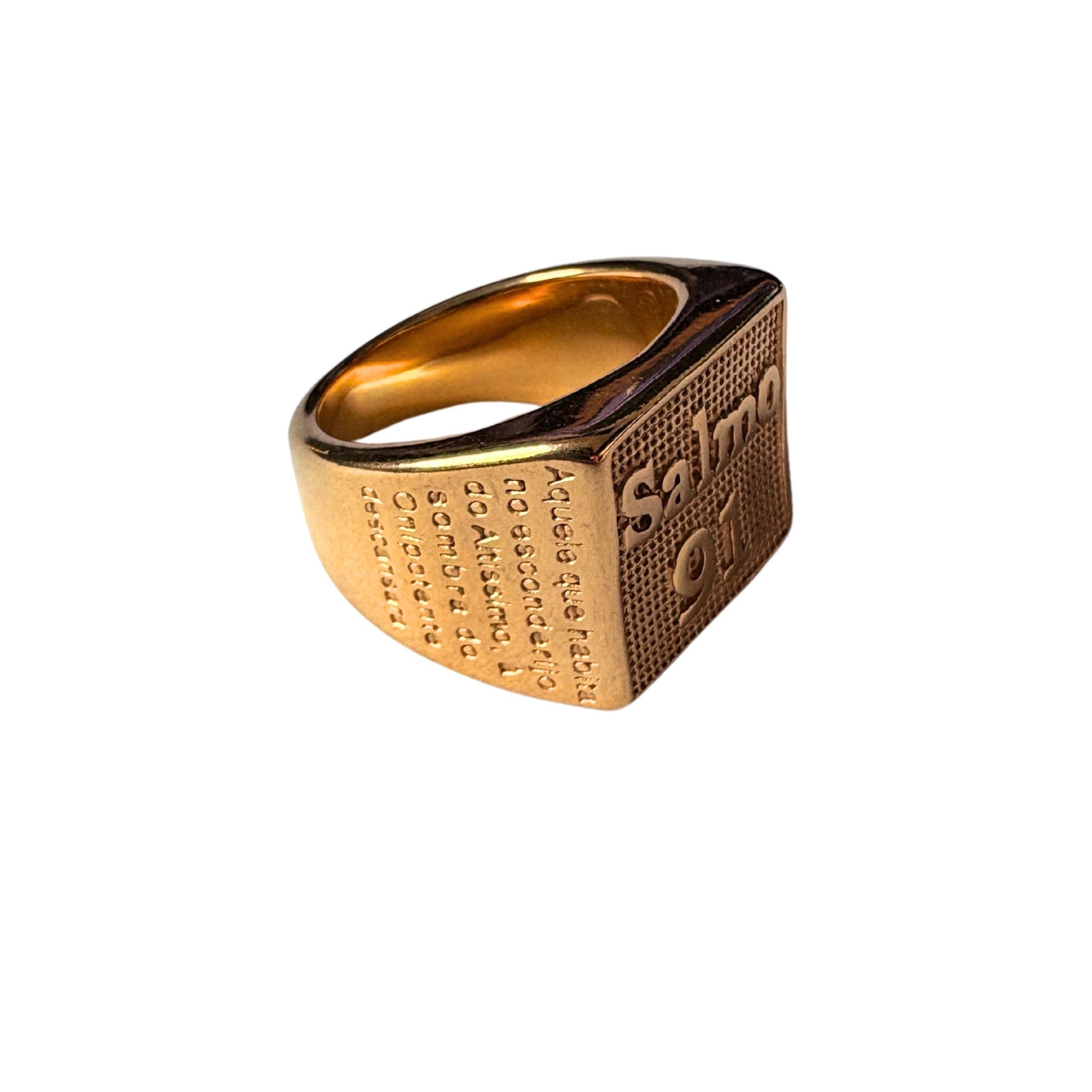 Anel Salmo 91 Banhado a Ouro 18k ANEL 5 Blueen Store 
