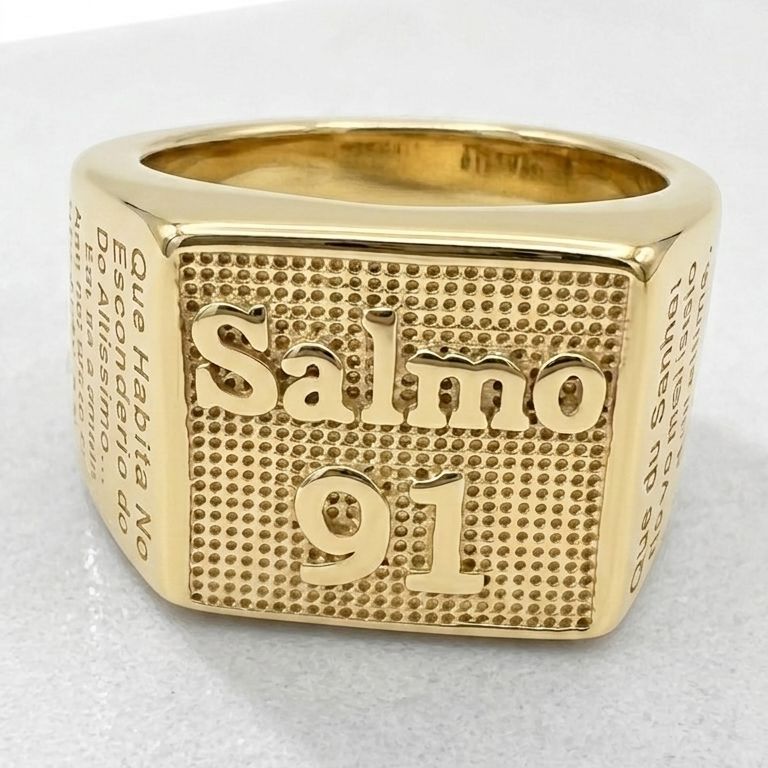 Anel Salmo 91 Banhado a Ouro 18k ANEL 5 Blueen Store 