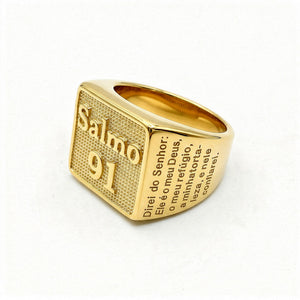 Anel Salmo 91 Banhado a Ouro 18k ANEL 5 Blueen Store 