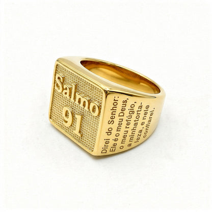 Anel Salmo 91 Banhado a Ouro 18k ANEL 5 Blueen Store 