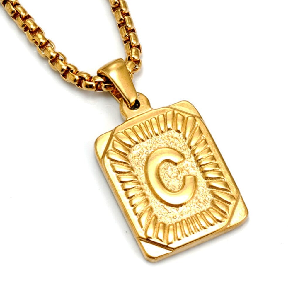 Colar Letra Inicial Banhado a Ouro COLAR 20 Blueen Store Letra C 50cm 