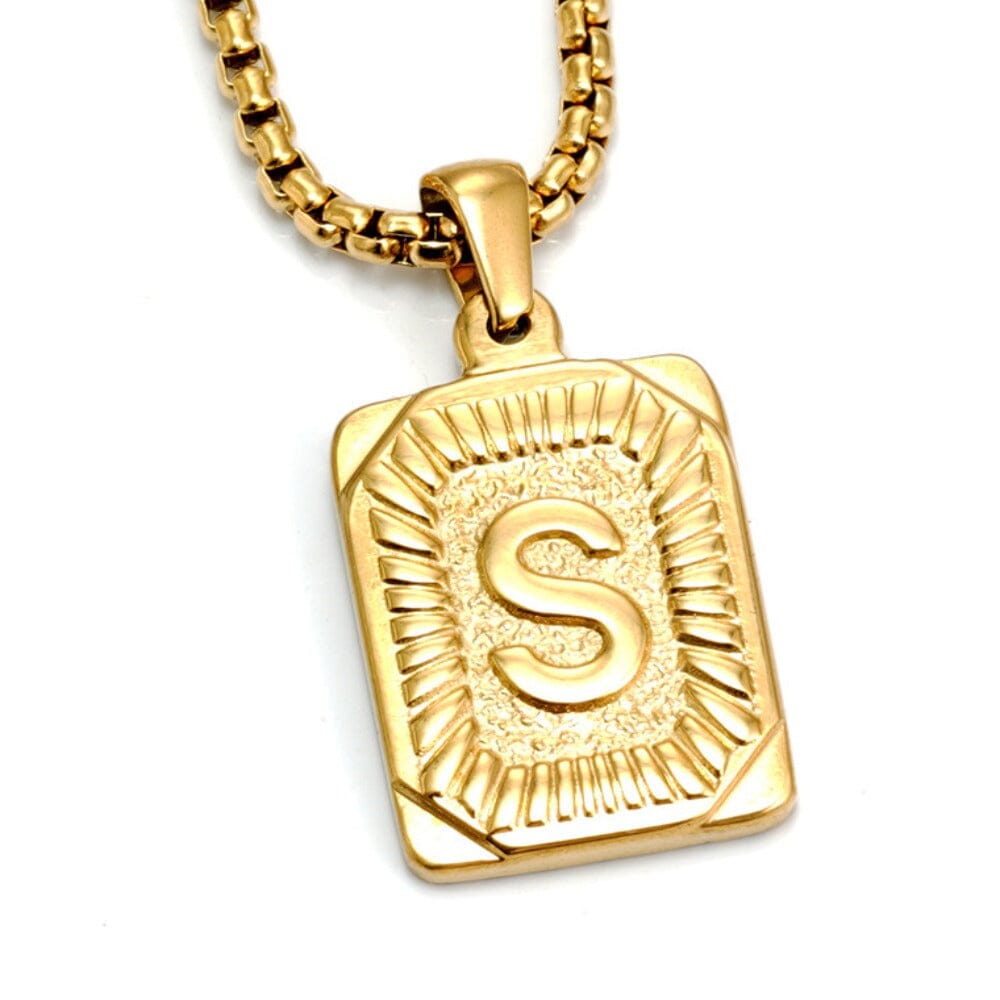 Colar Letra Inicial Banhado a Ouro COLAR 20 Blueen Store Letra S 50cm 