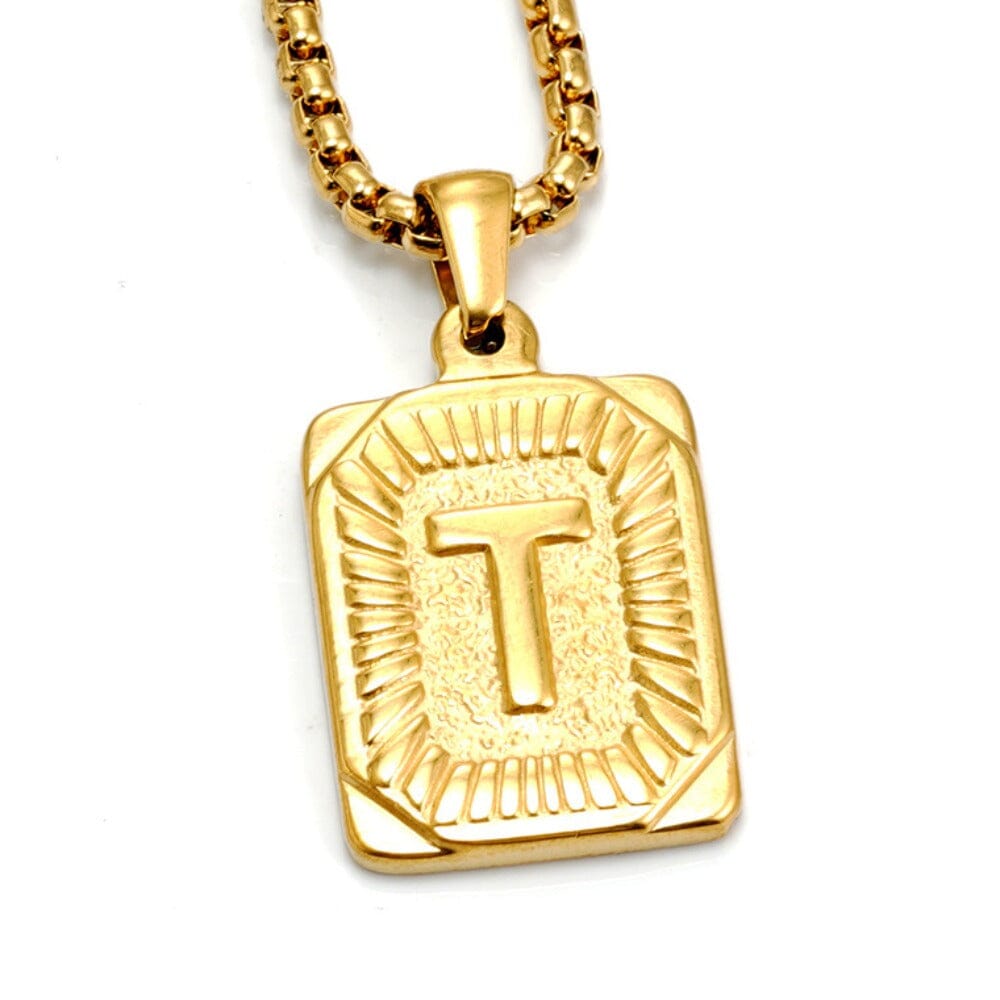 Colar Letra Inicial Banhado a Ouro COLAR 20 Blueen Store Letra T 50cm 