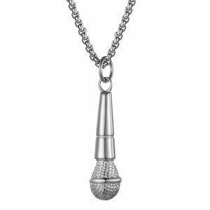 Colar Microfone de Aço Prata COLAR 22 Blueen Store 