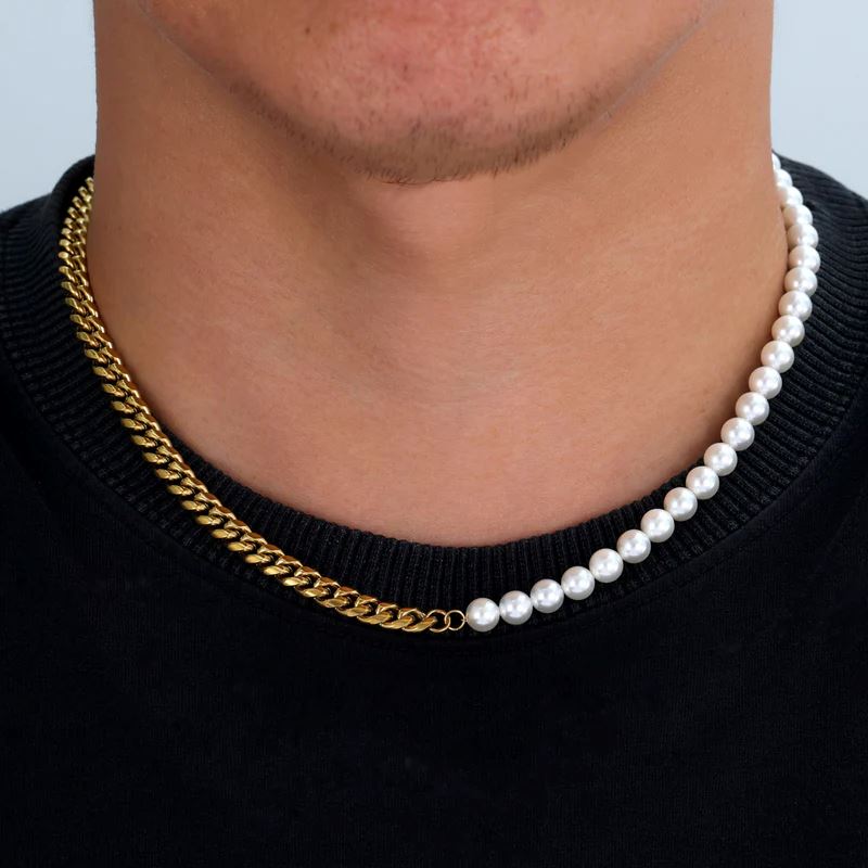 Colar Pearl Cuban Banhado a Ouro 18k COLAR 77 Blueen Store 