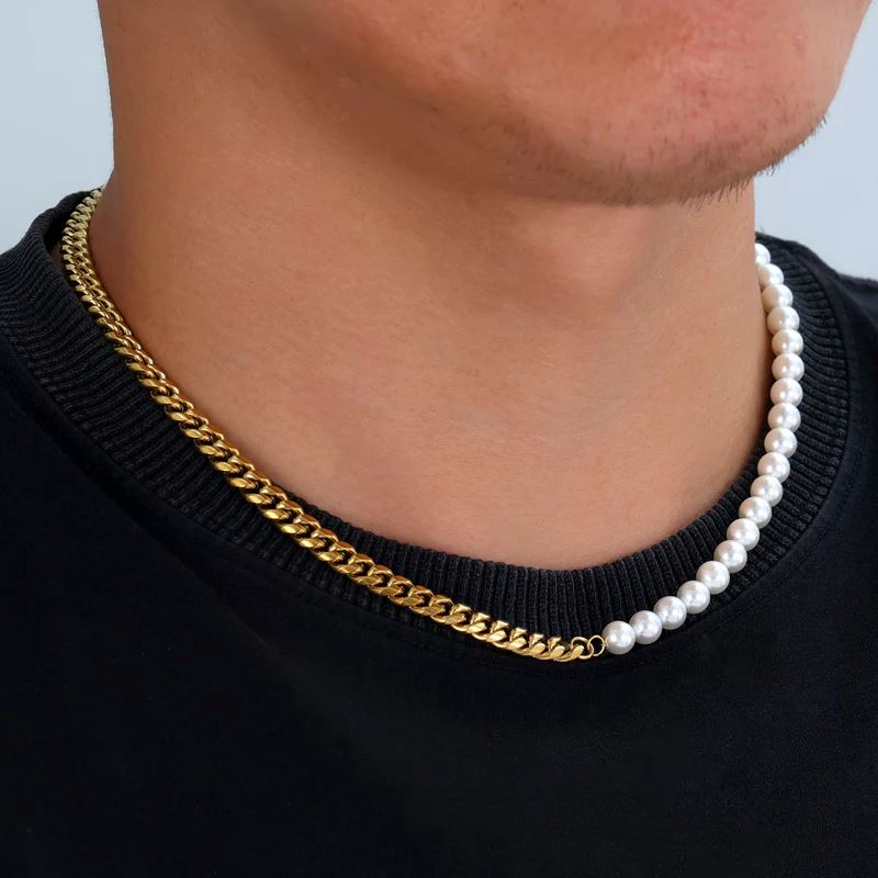 Colar Pearl Cuban Banhado a Ouro 18k COLAR 77 Blueen Store 