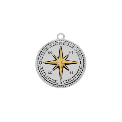 Colar Rosa dos Ventos Aço Prata COLAR 21 Blueen Store 