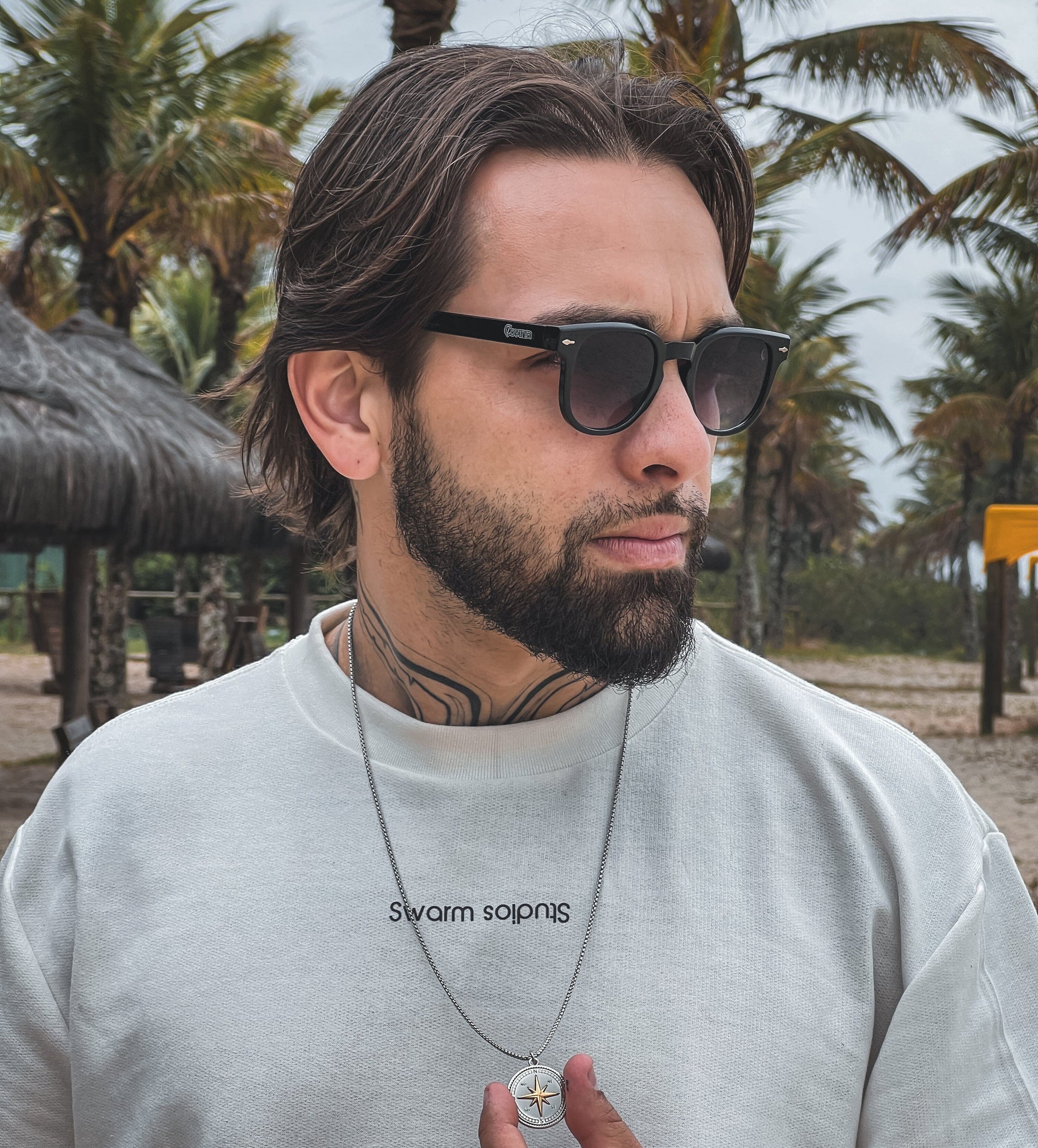 Colar Rosa dos Ventos Aço Prata COLAR 21 Blueen Store 