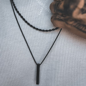 Kit 2 Correntes Minimalista e Rectangle - All Black COLAR 65 Blueen Store 