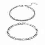 Kit 2 Pulseiras Fígaro + Solid de Aço Prata PULSEIRA 08 Blueen Store 