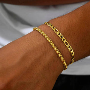 Kit 2 Pulseiras Fígaro + Solid de Banhado Ouro 18k PULSEIRA 09 Blueen Store 