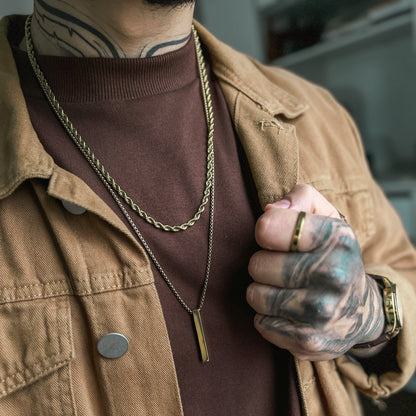 Kit 3 Peças - Correntes + Anel Minimalista Banhado Ouro 18k KIT 3 MINIMAL GOLD Blueen Store 