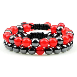 Kit de Pulseiras DUO - Carnelina Vermelha e Hematita PULSEIRA 31 Blueen Store 