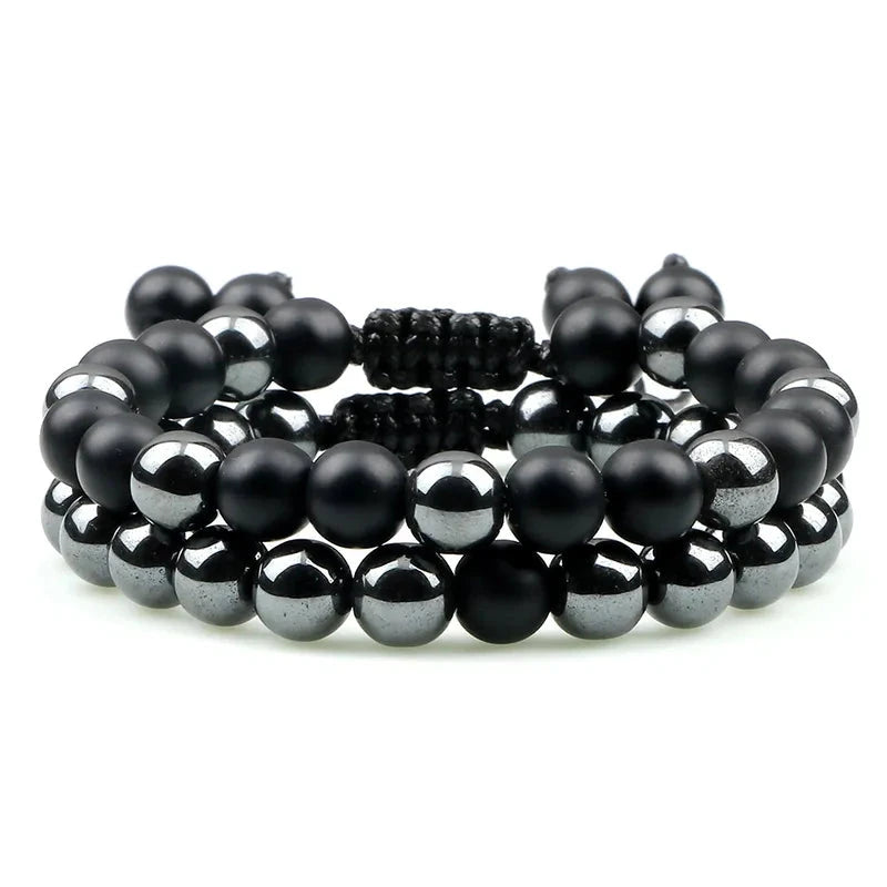 Kit de Pulseiras DUO - Matte Ônix e Hematita PULSEIRA 34 Blueen Store 