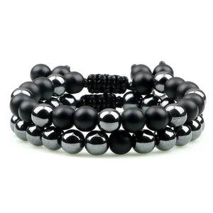 Kit de Pulseiras DUO - Matte Ônix e Hematita PULSEIRA 34 Blueen Store 