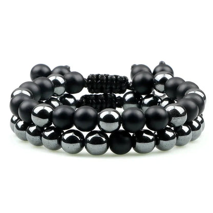 Kit de Pulseiras DUO - Matte Ônix e Hematita PULSEIRA 34 Blueen Store 