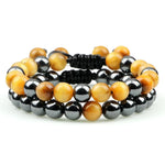 Kit de Pulseiras DUO - Olho de Tigre Amarelo e Hematita PULSEIRA 37 Blueen Store 